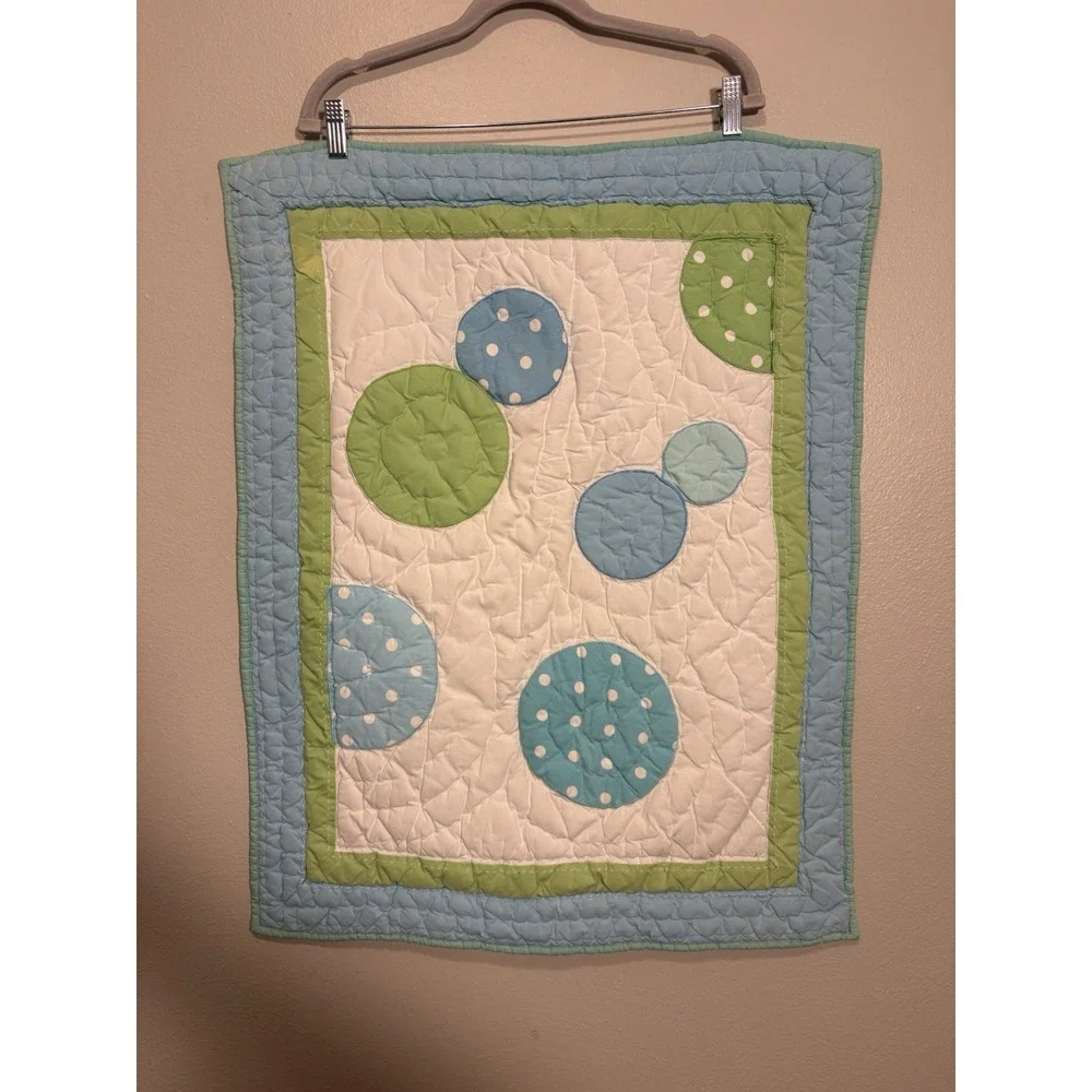 Pottery Barn Teen Dottie Standard Pillow Shams Set Of 2 Polkadot Green Blue Mod